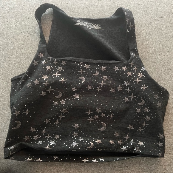 Beyond Yoga Black Sports Bra with Silver Star Pattern - Picture 1 of 5